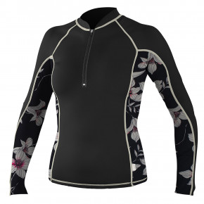 Přejít na produkt Lycra O'Neill Wms Front Zip L/S Rash black/albany floral/champagne 2018