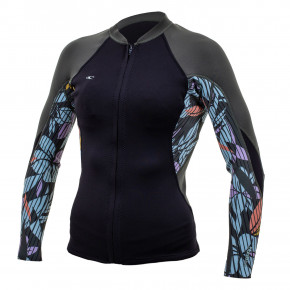 Go to the product Wetsuit O'Neill Wms Bahia FZ 1/0,5 Jacket black/baylen/darkolive 2020