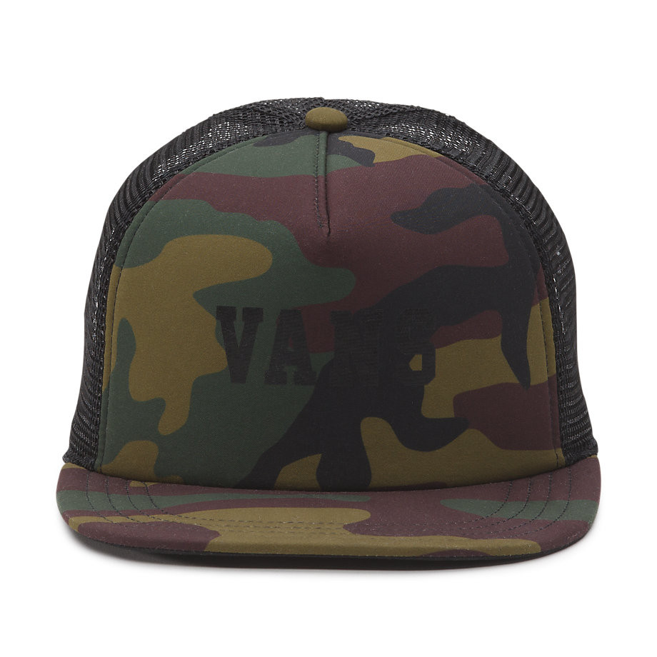 vans camo trucker hat