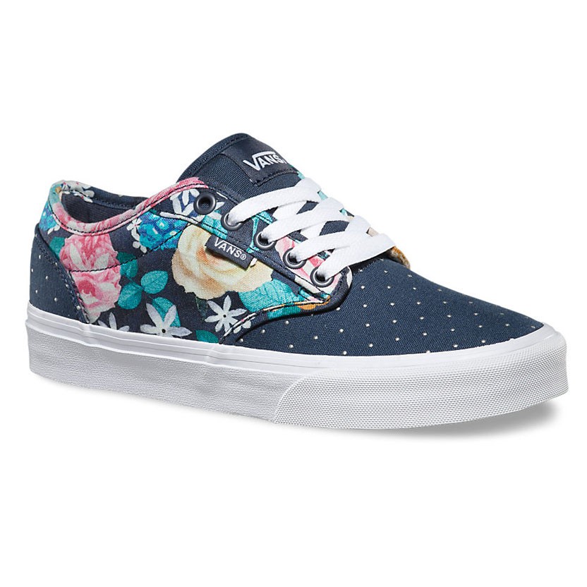 blue vans with flowers