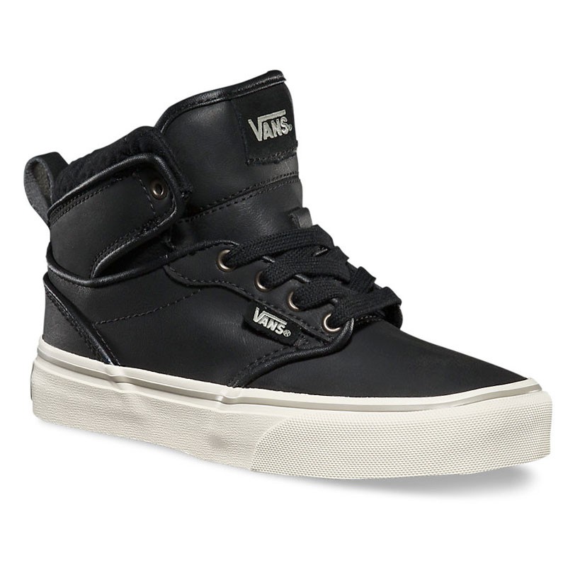 childrens black leather vans