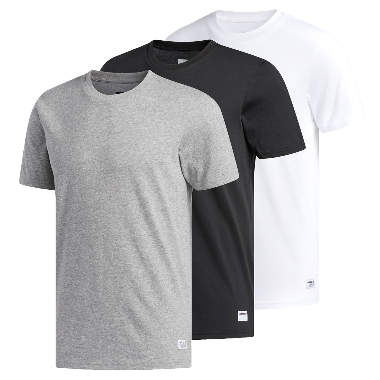 Adidas 3 Pack Tees core heather/white 