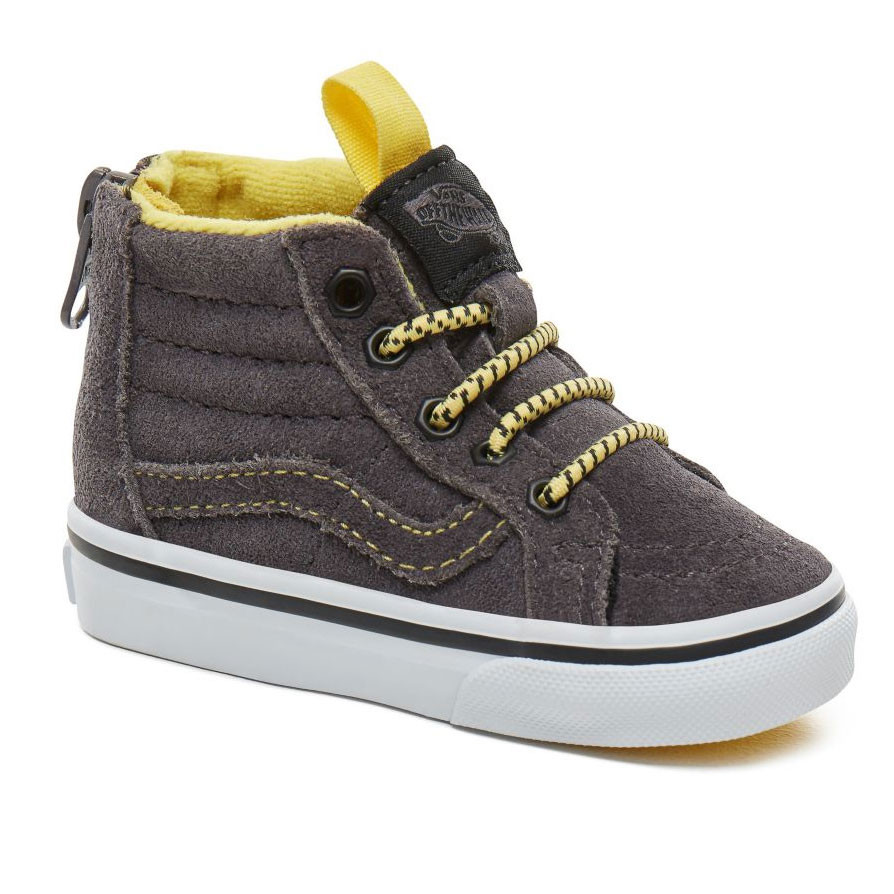 gray and yellow vans
