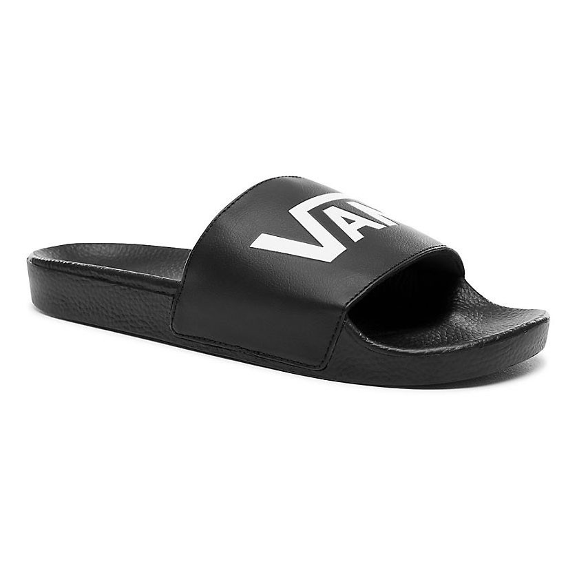 black vans slide on