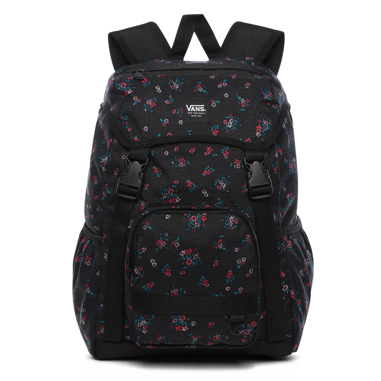 vans black floral backpack